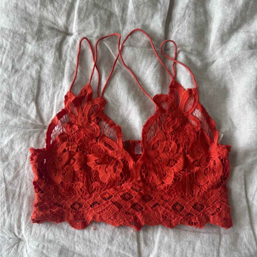 Free People Dark Orange Floral Lace Bralette